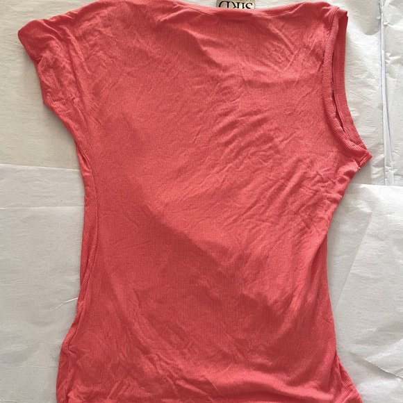 Anthropologie One Shoulder Draped Top Blouse Coral Pink By SfRD, Size M - Picture 3 of 3